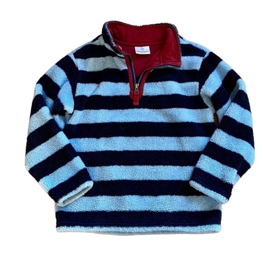 Hannah Andersson Marshmallow Blue Stripe Fleece Top age 8